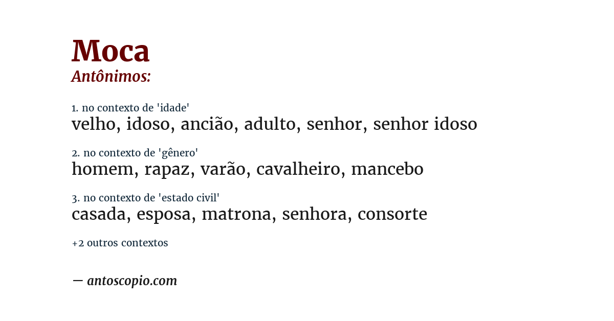 Antônimo de moca