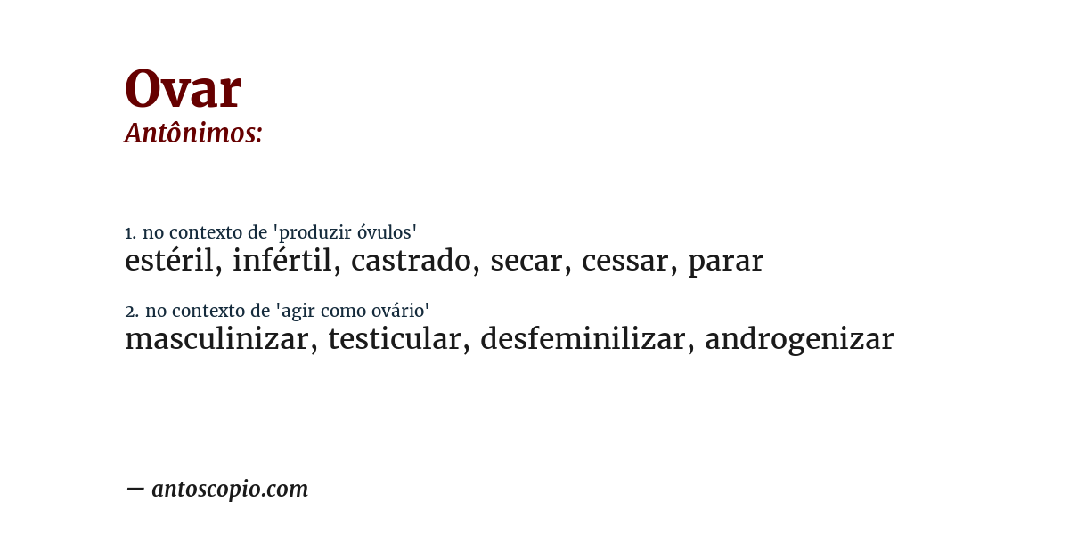 Antônimo de ovar