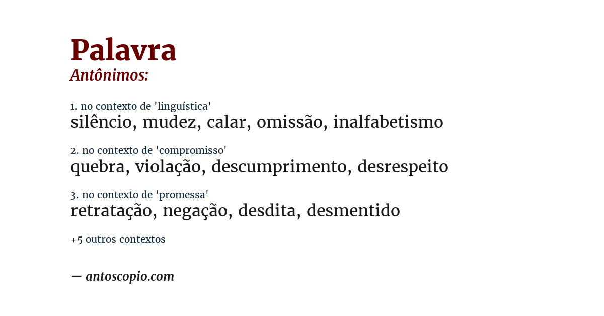 Antônimo de palavra