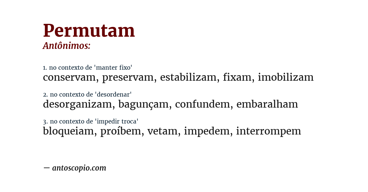 Antônimo de permutam