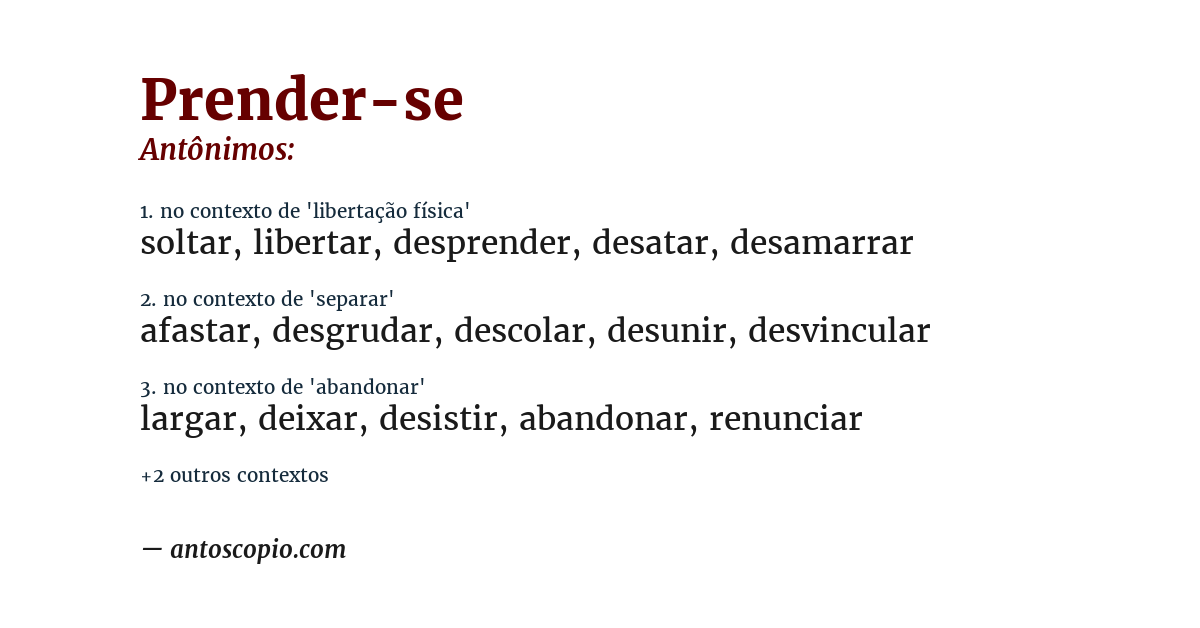 Antônimo de prender-se