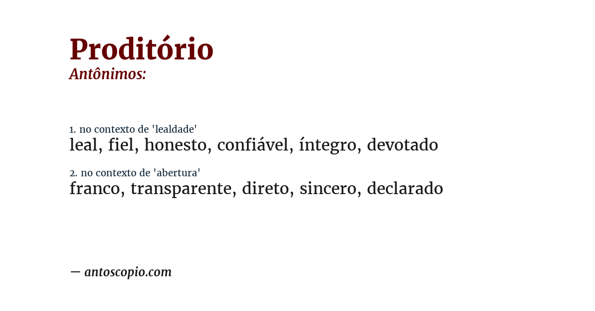Antônimo de proditório