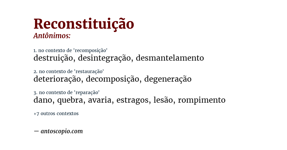 Antônimo de reconstituição