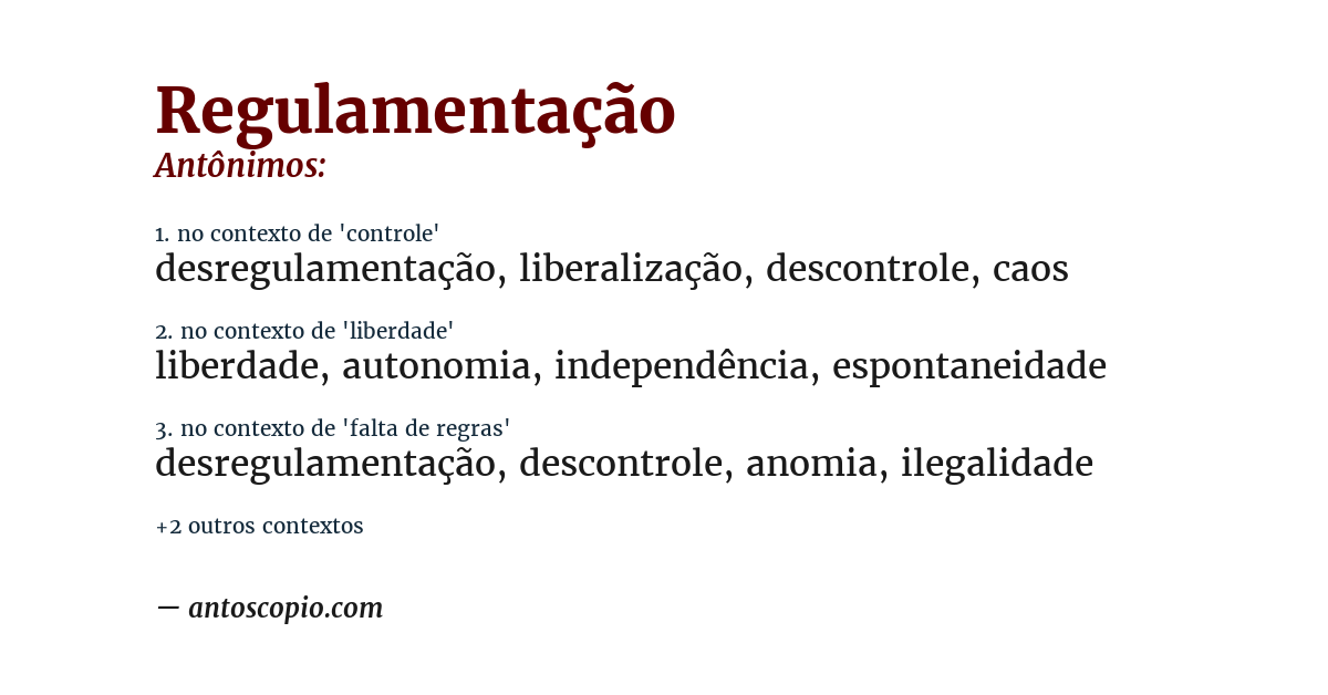 Antônimo de regulamentação