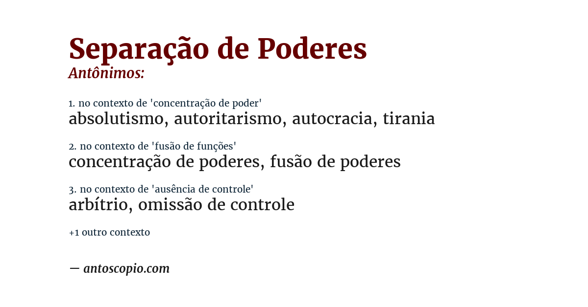 Antônimo de separação de poderes