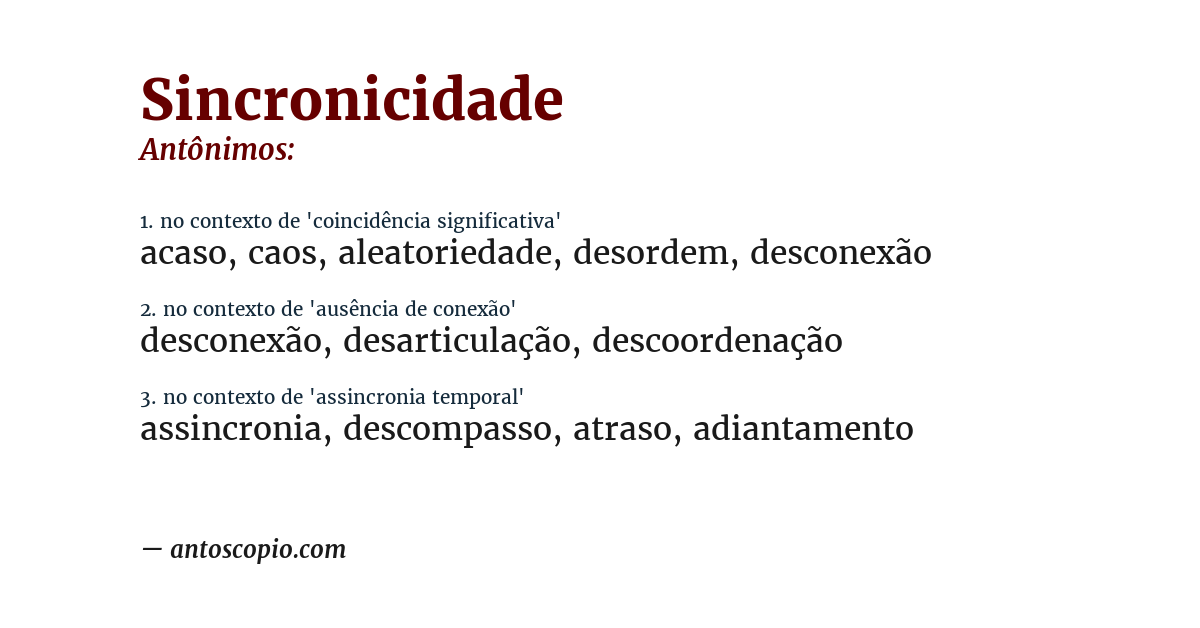 Antônimo de sincronicidade