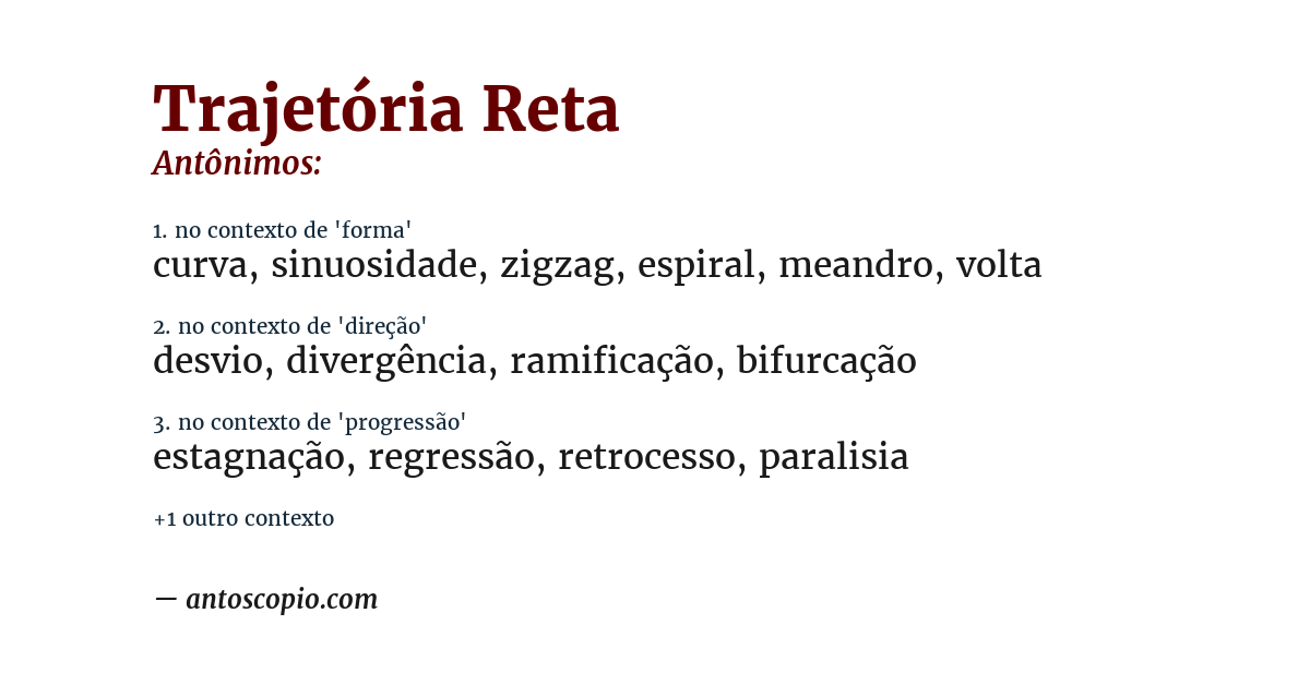 Antônimo de trajetória reta