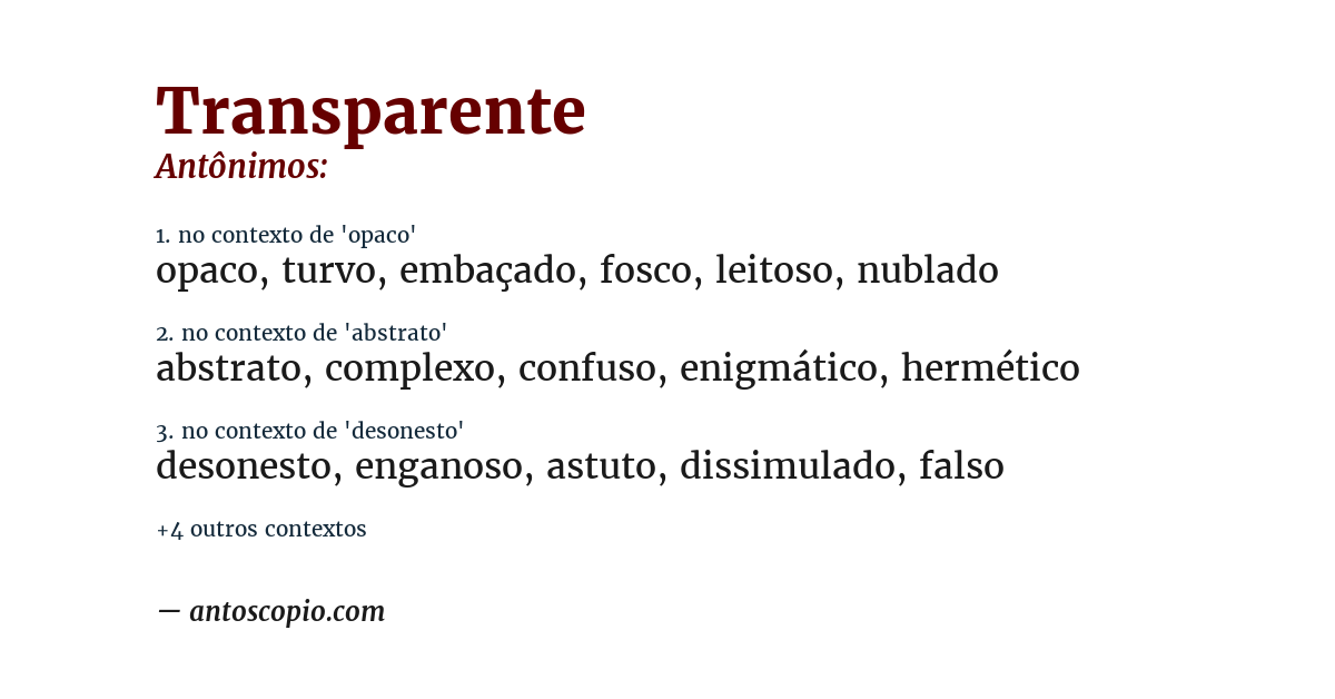 Antônimo de transparente