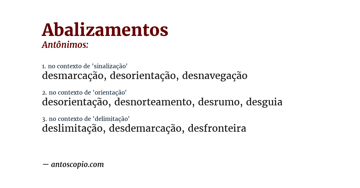 Antônimo de abalizamentos