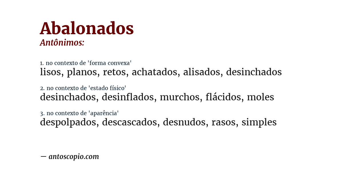 Antônimo de abalonados
