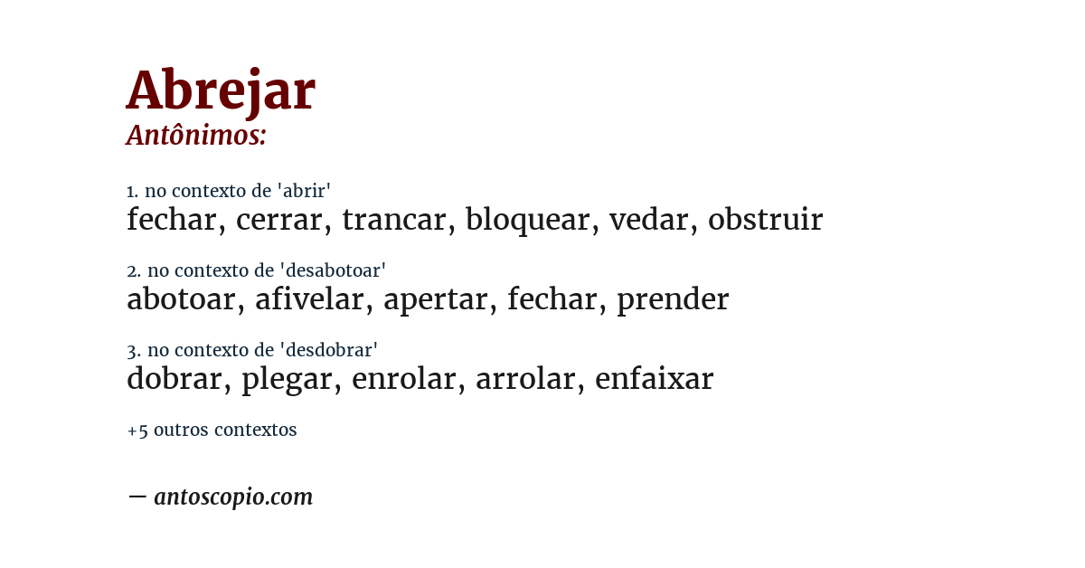 Antônimo de abrejar