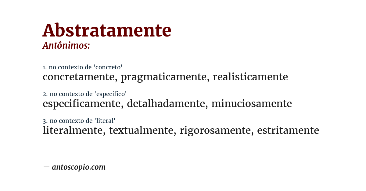 Antônimo de abstratamente
