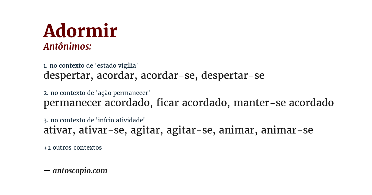 Antônimo de adormir
