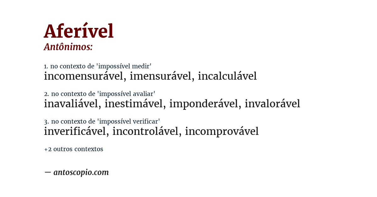 Antônimo de aferível