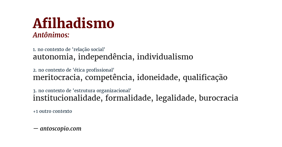 Antônimo de afilhadismo