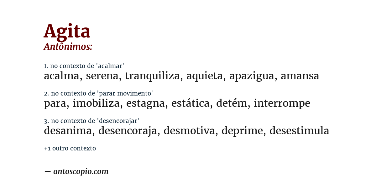 Antônimo de agita