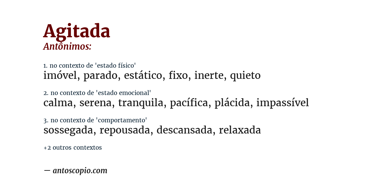 Antônimo de agitada