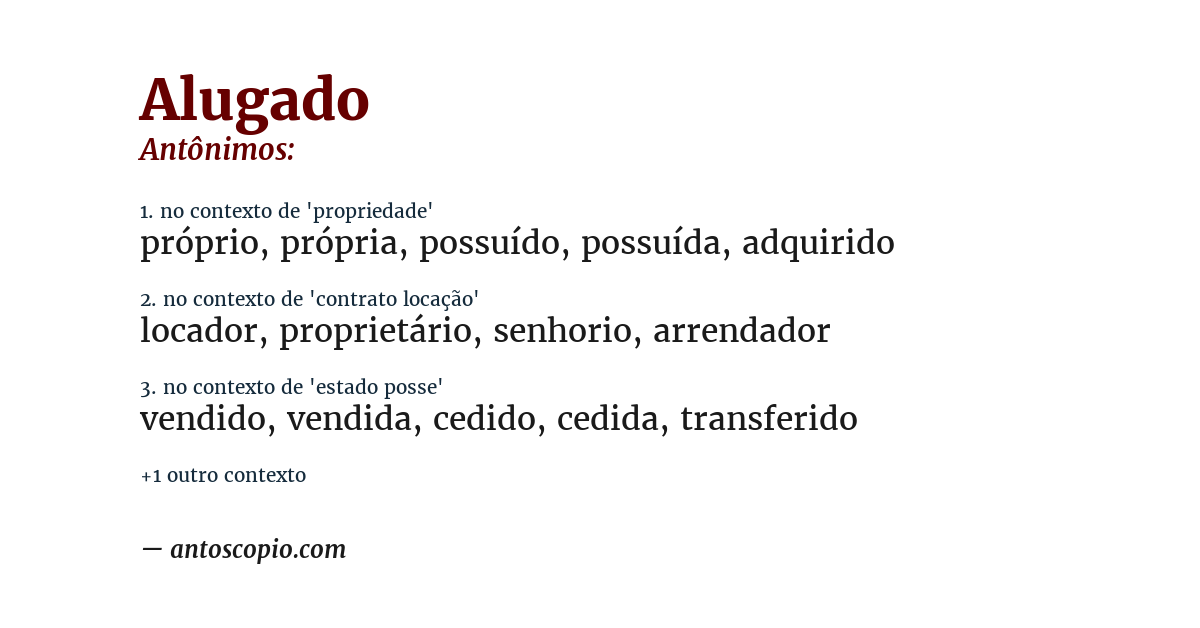 Antônimo de alugado