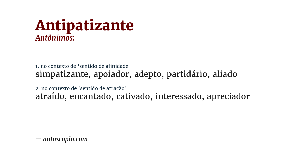 Antônimo de antipatizante
