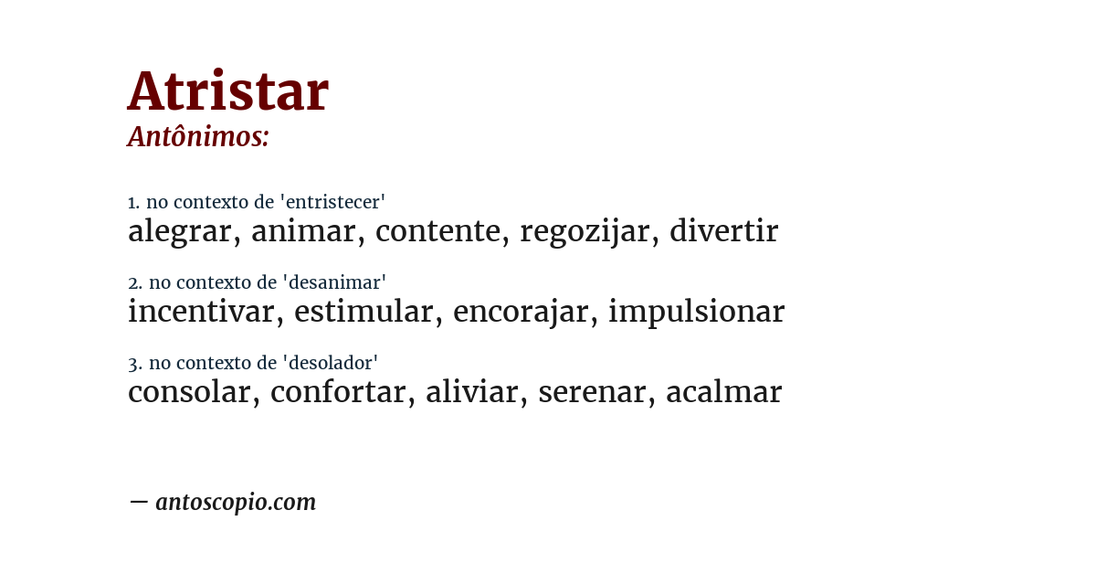 Antônimo de atristar