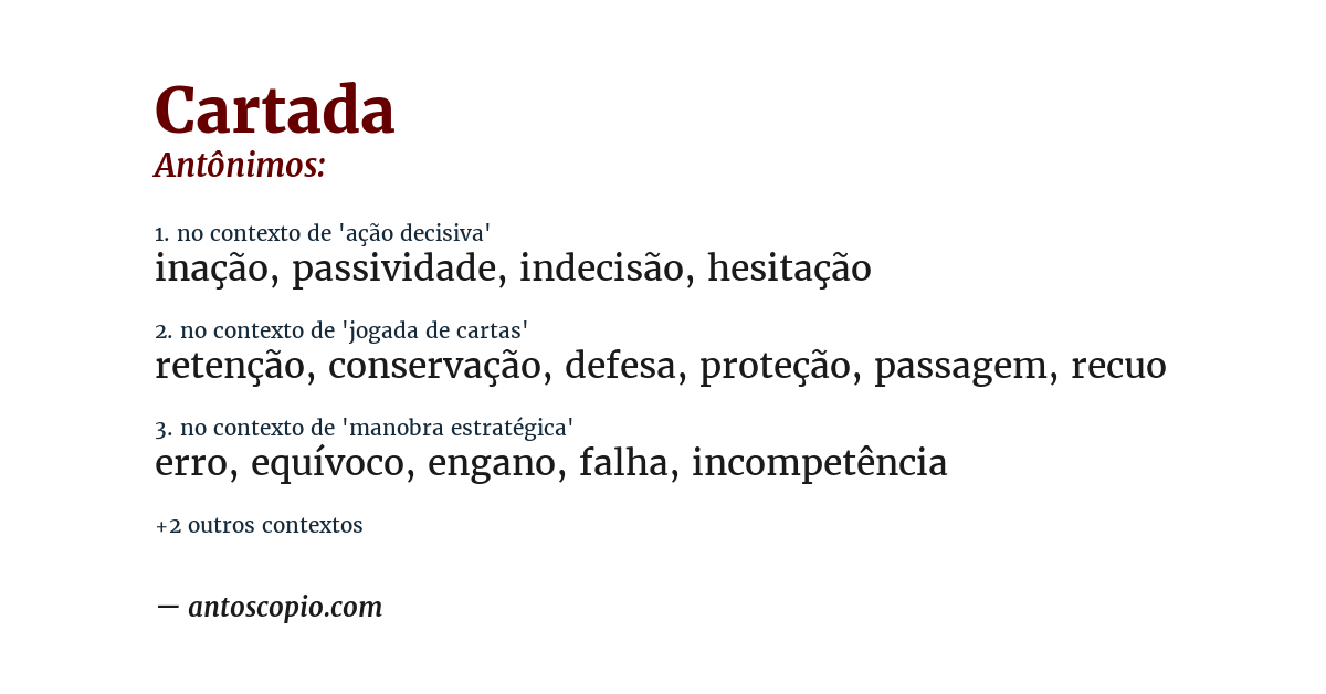 Antônimo de cartada