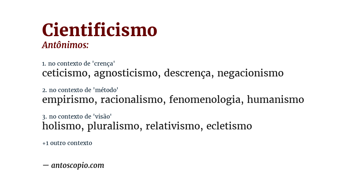 Antônimo de cientificismo