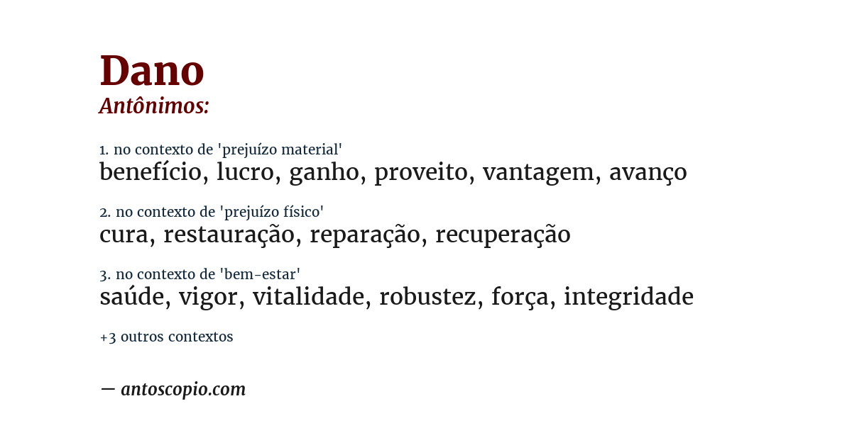 Antônimo de dano