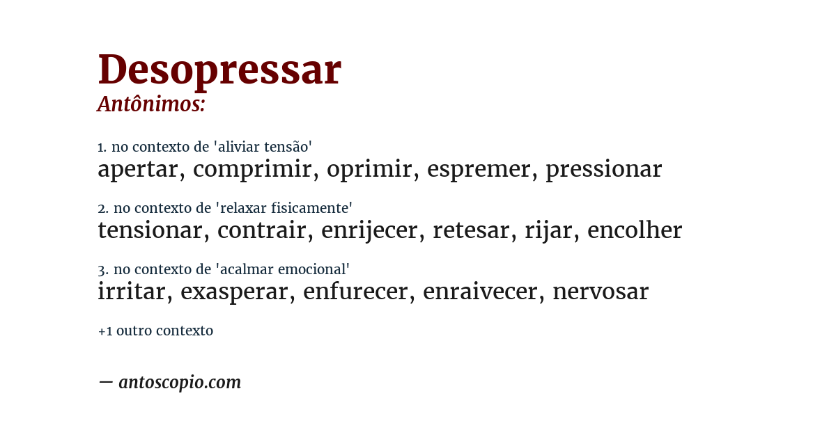 Antônimo de desopressar