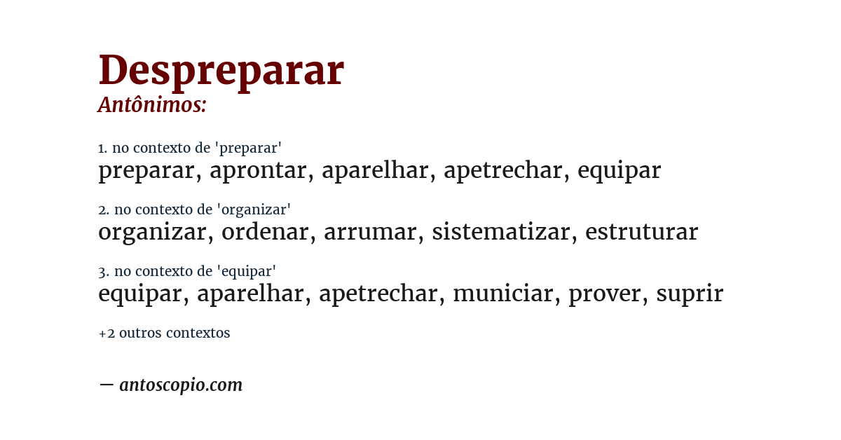 Antônimo de despreparar