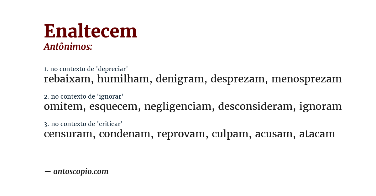 Antônimo de enaltecem