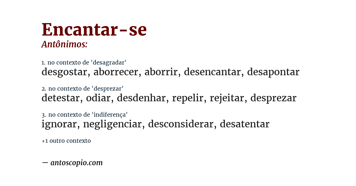 Antônimo de encantar-se