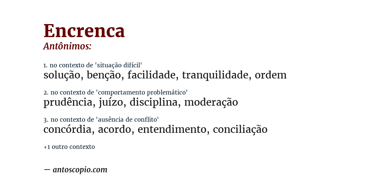 Antônimo de encrenca