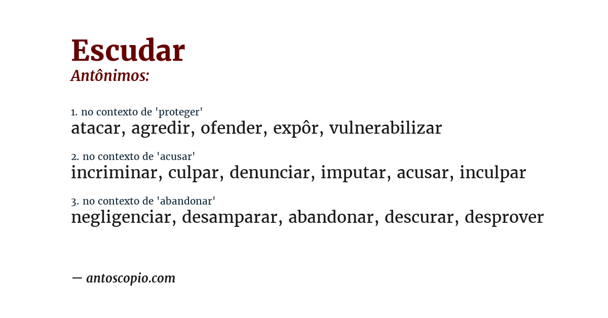 Antônimo de escudar