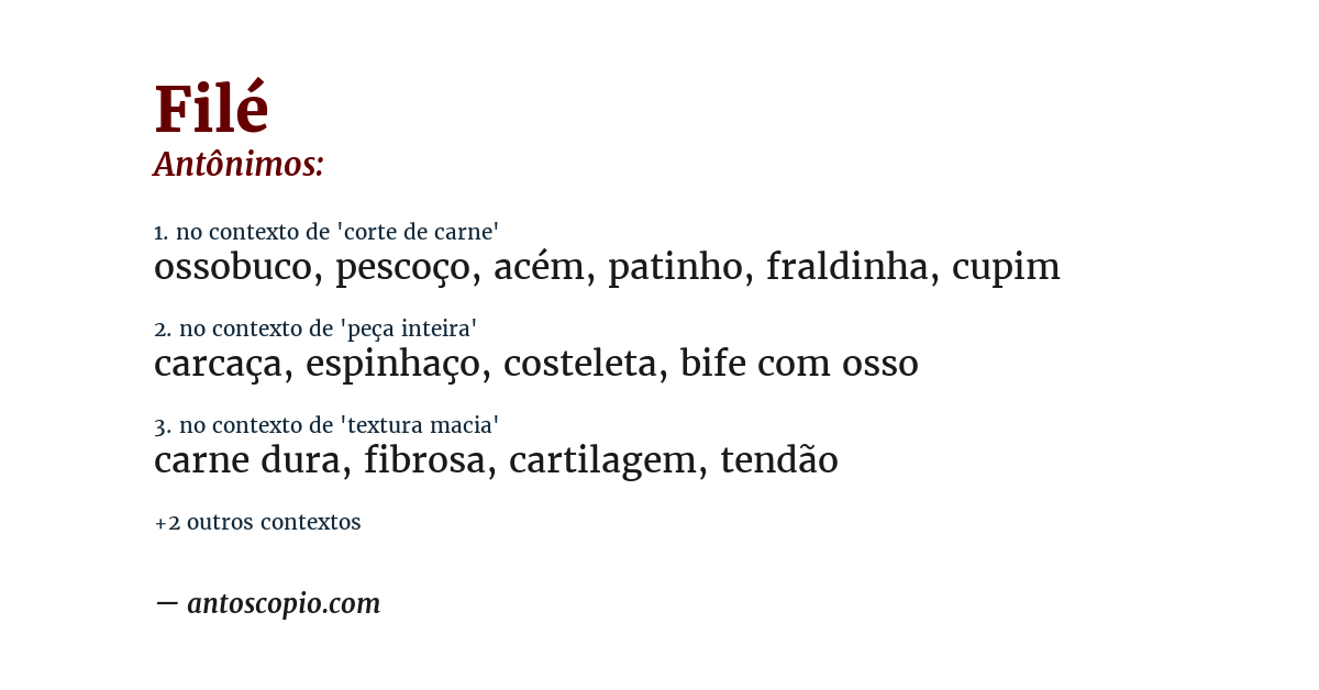 Antônimo de filé