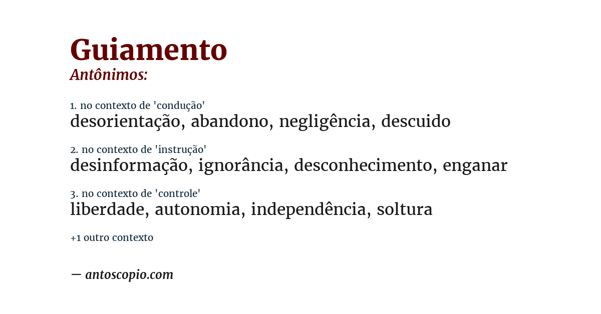 Antônimo de guiamento