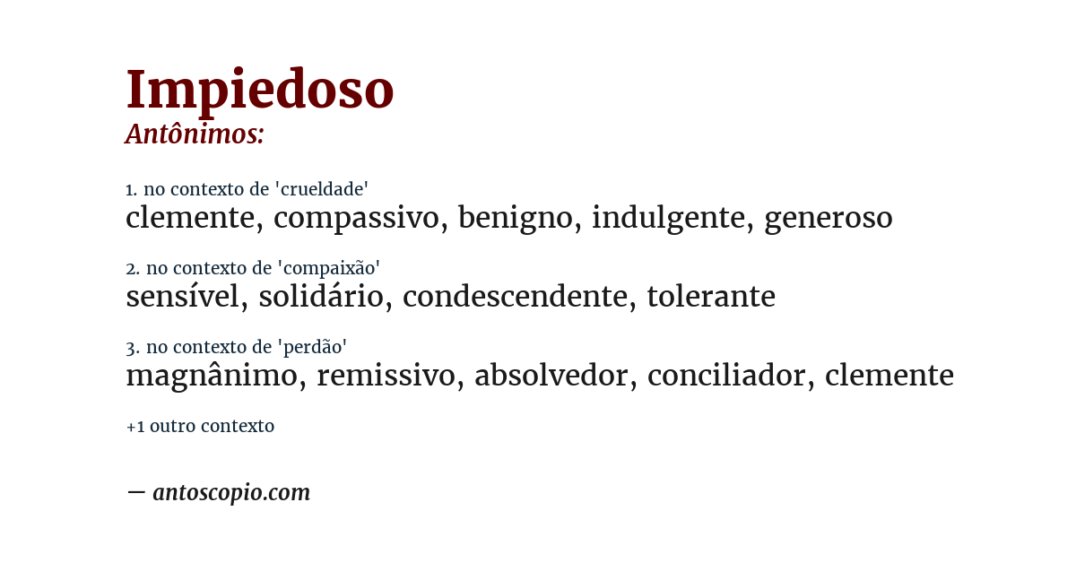 Antônimo de impiedoso