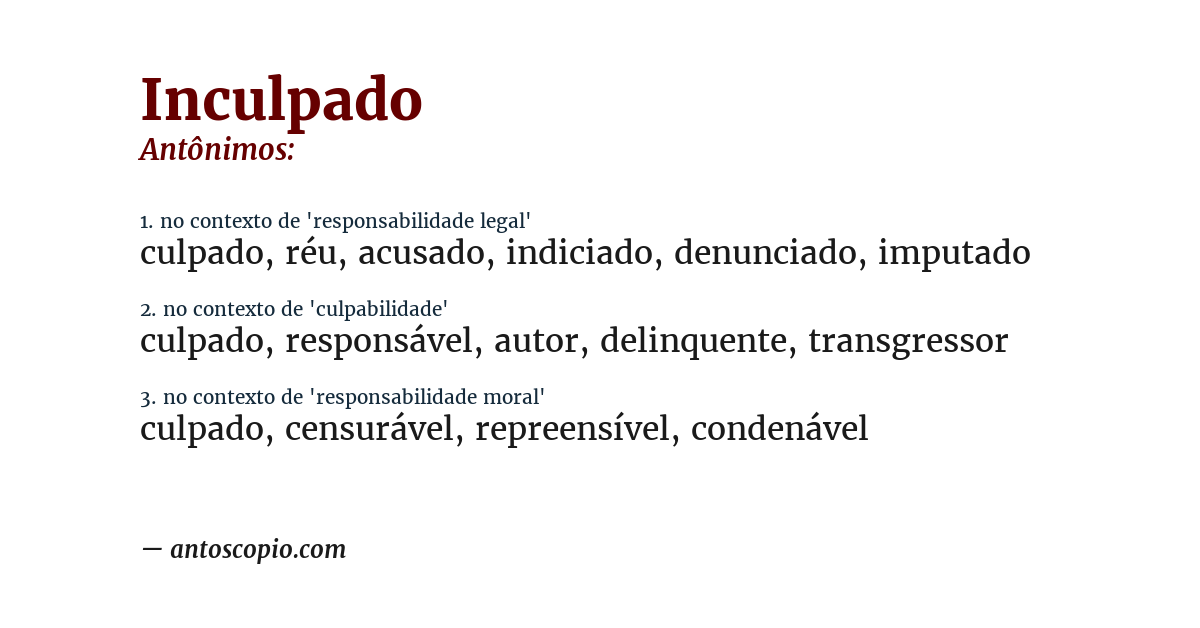 Antônimo de inculpado