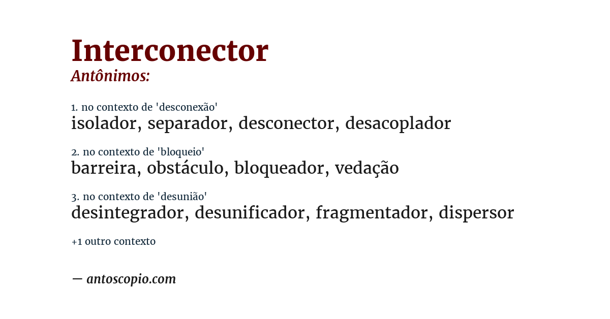Antônimo de interconector