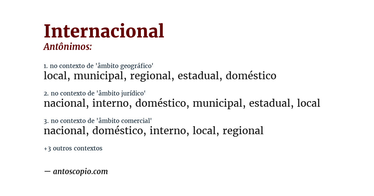 Antônimo de internacional