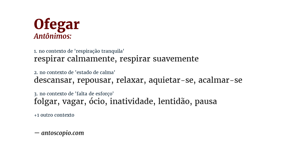 Antônimo de ofegar