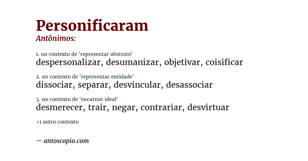 Antônimo de personificaram