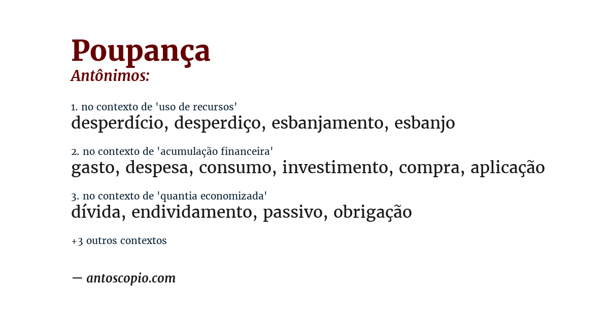 Antônimo de poupança