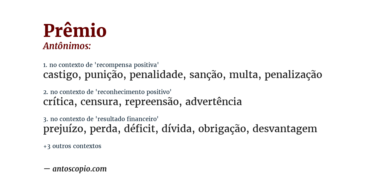Antônimo de prêmio