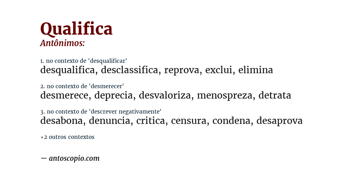 Antônimo de qualifica