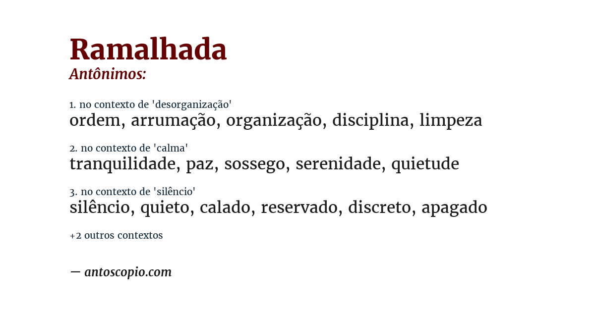 Antônimo de ramalhada