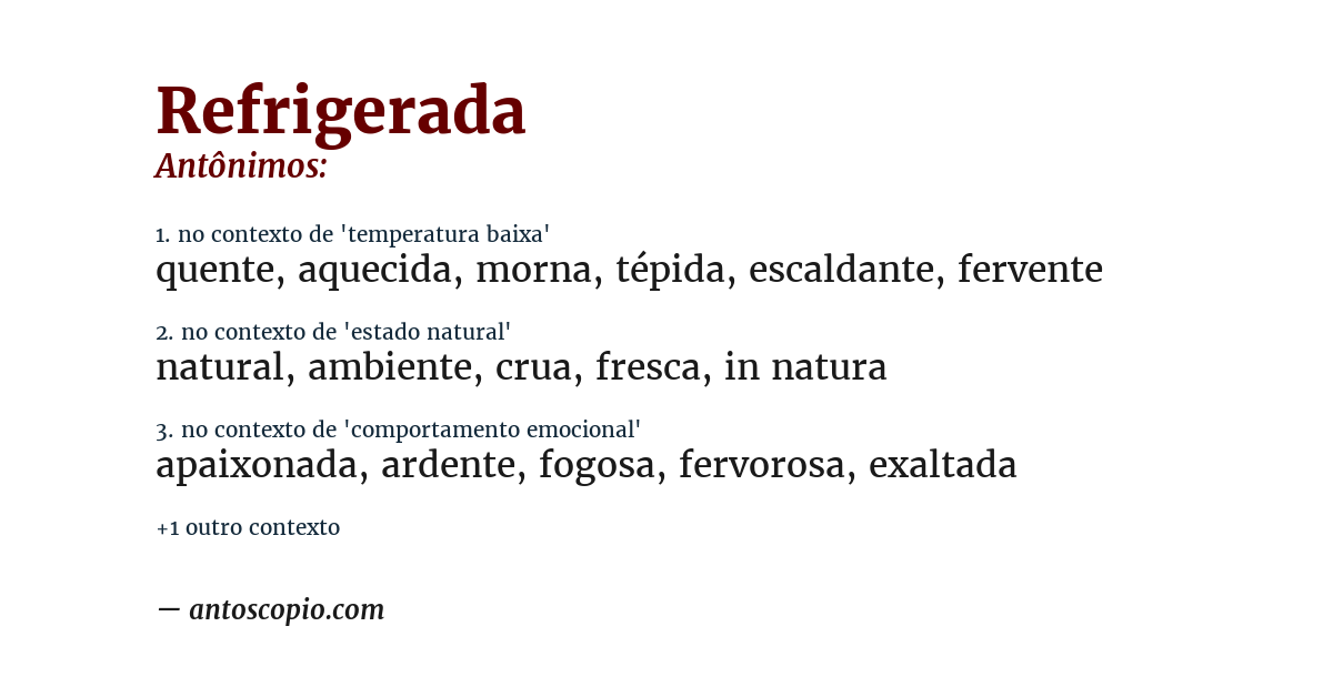 Antônimo de refrigerada