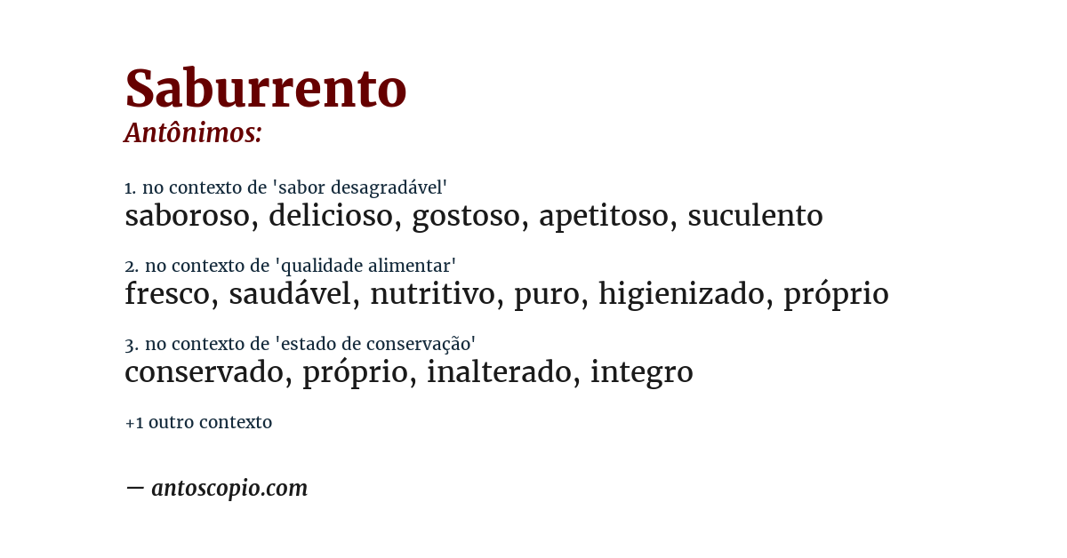 Antônimo de saburrento