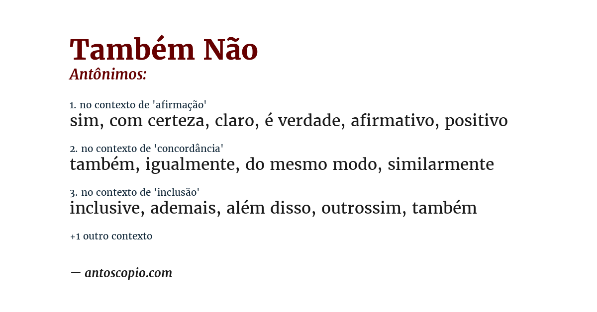Antônimo de também não
