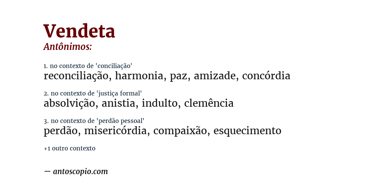 Antônimo de vendeta