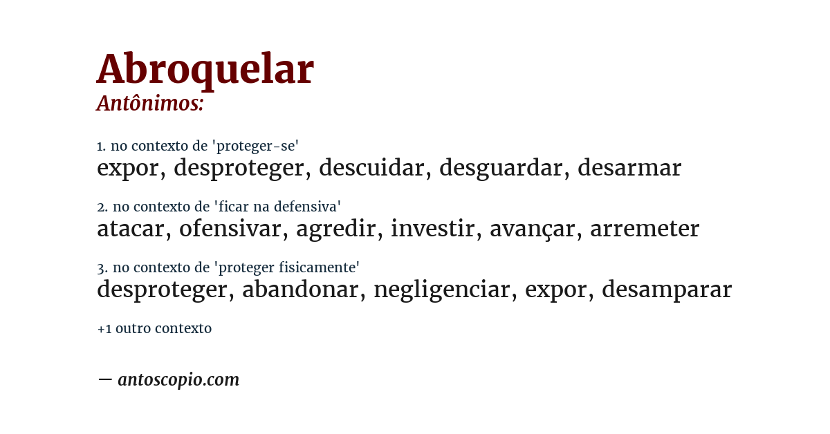 Antônimo de abroquelar